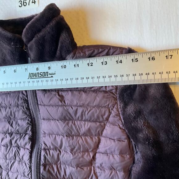 32 Degrees Heat Women Fluffy Jacket size M Faux Fur Mix Feather Stuffed Wine Red - Picture 8 of 11